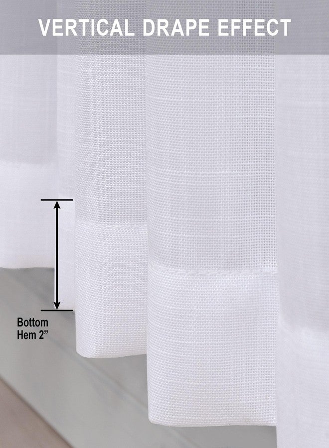 Pitalk White Linen Curtains 108 Inches Long for Living Room 2 Panels Set Back Tab Drapes Semi Sheer Cotton Textured High Ceiling to Floor Curtains for Patio Stunning Bohemian Urban Industrial Farmhouse 9 FT - Image 5
